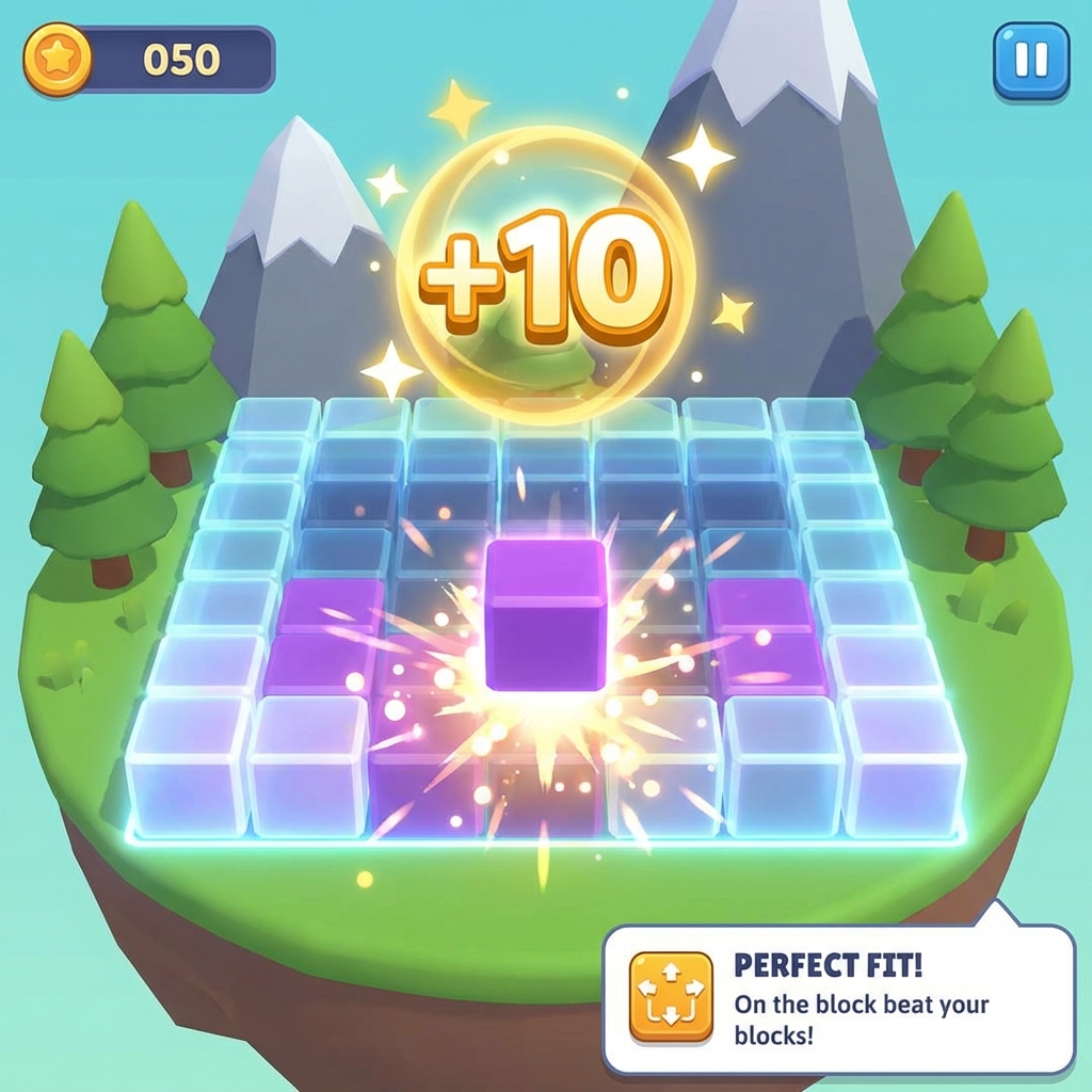 Block Blast board showing a high-score moment