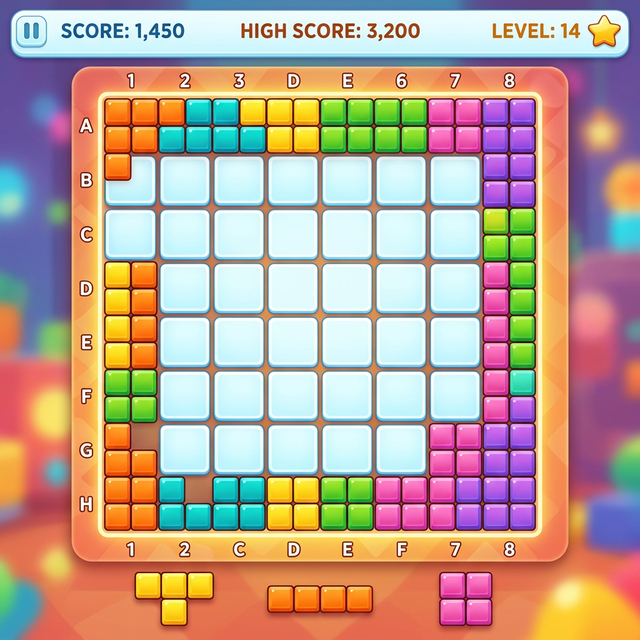 Block Blast open board with safe landing zones